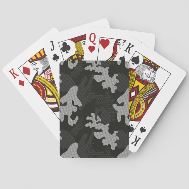 Black Camouflage Pattern Poker Cards (Back)