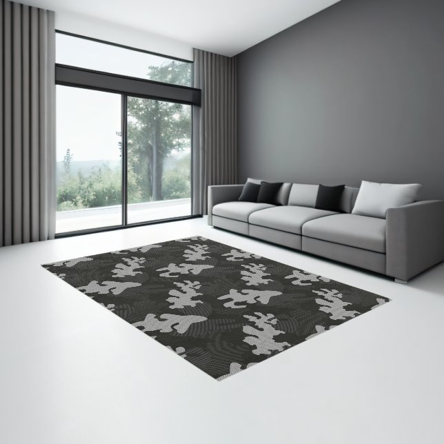 Black Camouflage Pattern Rug (Insitu (Indoor 3))