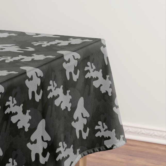Black Camouflage Pattern Tablecloth (In Situ)
