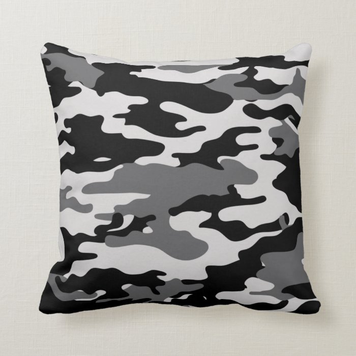Black Camouflage Throw Pillows