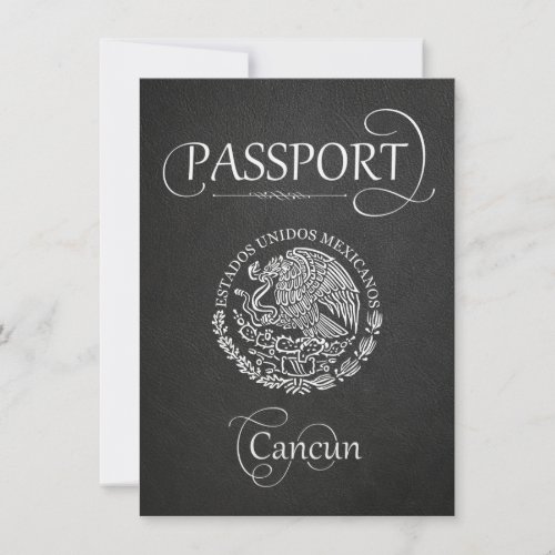 Black Cancun Passport Save the Date Card