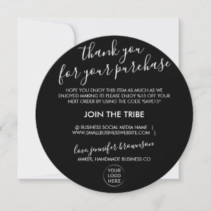 Black Candle Care Insert Thank You Card