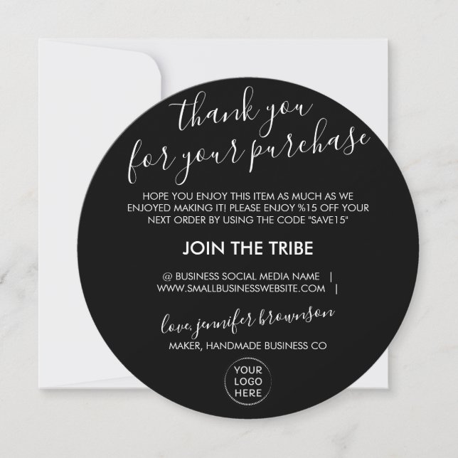 Black Candle Care Insert Thank You Card (Front)