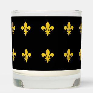 Black Candle with gold Fleur de Lis