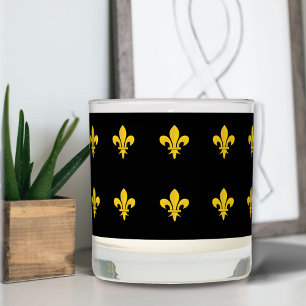 Black Candle with gold Fleur de Lis