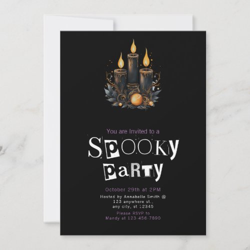 Black Candles Spooky Halloween Party Invitation