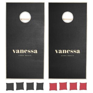 Black Canvas Minimal Modern Classic Name Cornhole Set