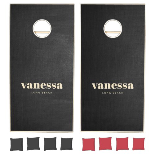 Black Canvas Minimal Modern Classic Name Cornhole Set