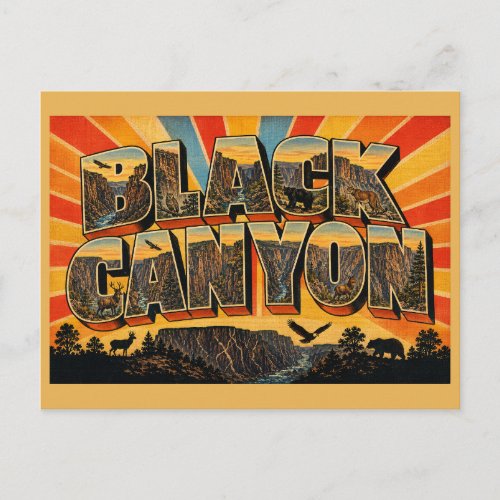 Black Canyon Colorado Deep Gorge Cliff Art Postcard