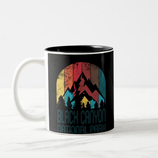 Black Canyon National Park Retro Distressed Gift Two-Tone Coffee Mug (Left)