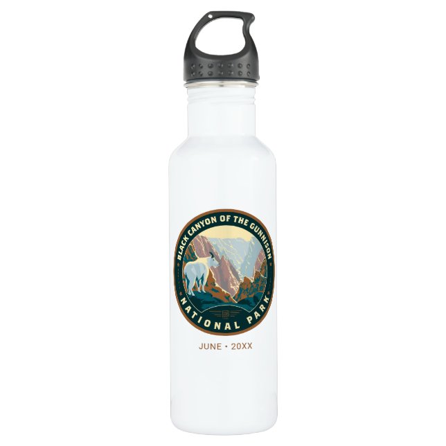 Black Canyon National Park Stainless Steel Water Bottle (Front)