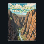 Black Canyon Of The Gunnison National Park Art Postcard<br><div class="desc">Black Canyon Of The Gunnison vector artwork design. The park surrounds part of a deep,  steep-walled gorge carved through Precambrian rock by the Gunnison River. Wildlife includes mule deer,  elk and golden eagles.</div>