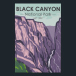 Black Canyon Of The Gunnison National Park Vintage Faux Canvas Print<br><div class="desc">Black Canyon vector artwork design. The park surrounds part of a deep,  steep-walled gorge carved through Precambrian rock by the Gunnison River. Wildlife includes mule deer,  elk and golden eagles.</div>