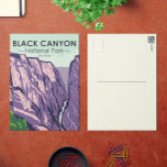 Black Canyon Of The Gunnison National Park Vintage Postcard<br><div class="desc">Black Canyon vector artwork design. The park surrounds part of a deep,  steep-walled gorge carved through Precambrian rock by the Gunnison River. Wildlife includes mule deer,  elk and golden eagles.</div>