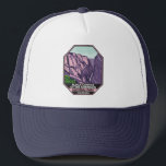 Black Canyon Of The Gunnison National Park Vintage Trucker Hat<br><div class="desc">Black Canyon vector artwork design. The park surrounds part of a deep,  steep-walled gorge carved through Precambrian rock by the Gunnison River. Wildlife includes mule deer,  elk and golden eagles.</div>