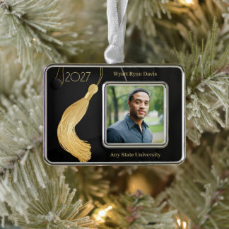 Black Cap and Gown with Gold Tassel Christmas Ornament