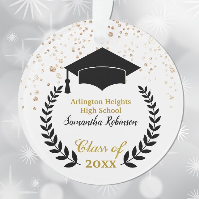 Black Cap and Laurel Graduation Ornament (Creator Uploaded)