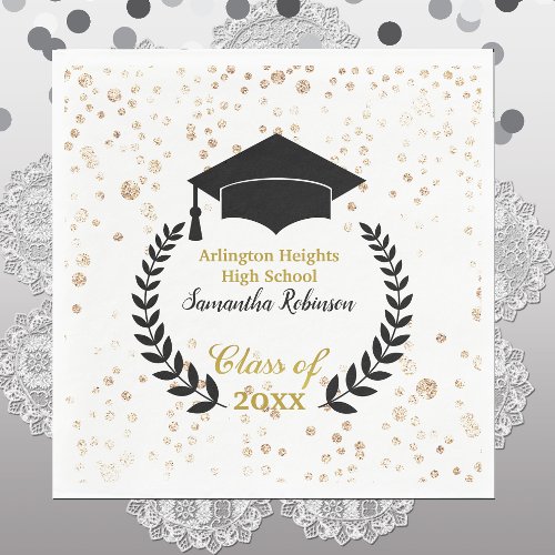 Black Cap and Laurel Graduation Party Napkins