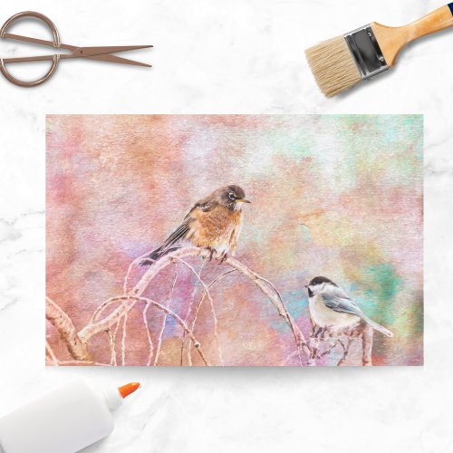 Black Cap Chickadee And Robin Hanging Out Tissue Paper