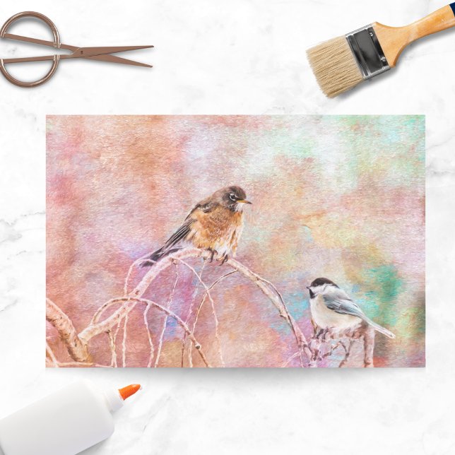 Black Cap Chickadee And Robin Hanging Out Tissue Paper (Creator Uploaded)
