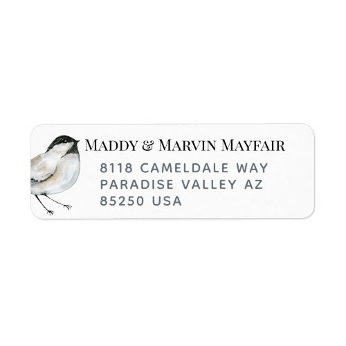 Black Cap Chickadee Bird Return Address Label