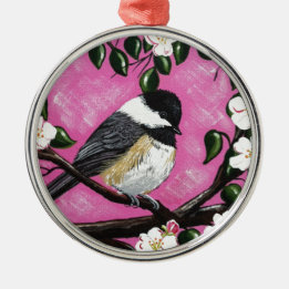 Black cap Chickadee Metal Ornament