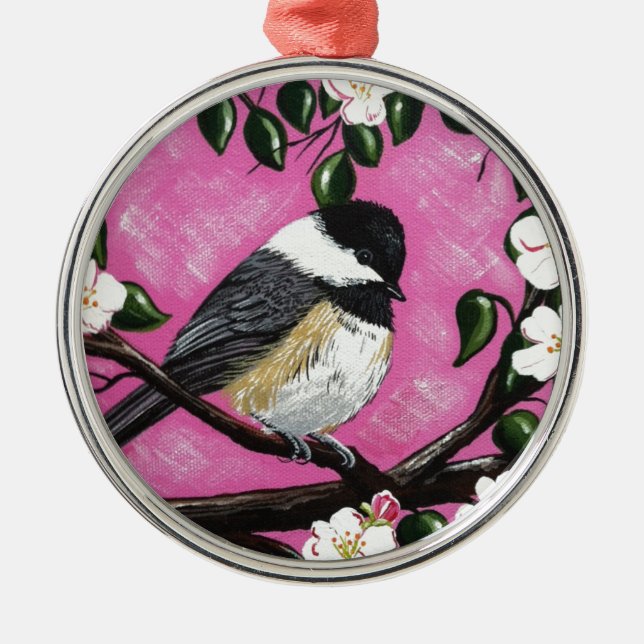 Black cap Chickadee Metal Ornament (Front)