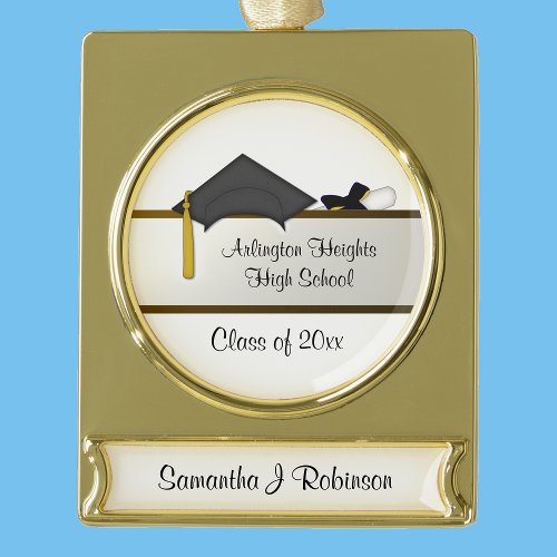 Black Cap Graduation Banner Ornament