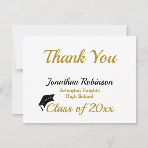 Black Cap Graduation Thank You Card
