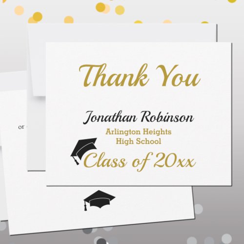 Black Cap Graduation Thank You Card