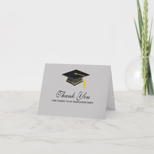 Black Cap Graduation Thank You Note Card (Front)