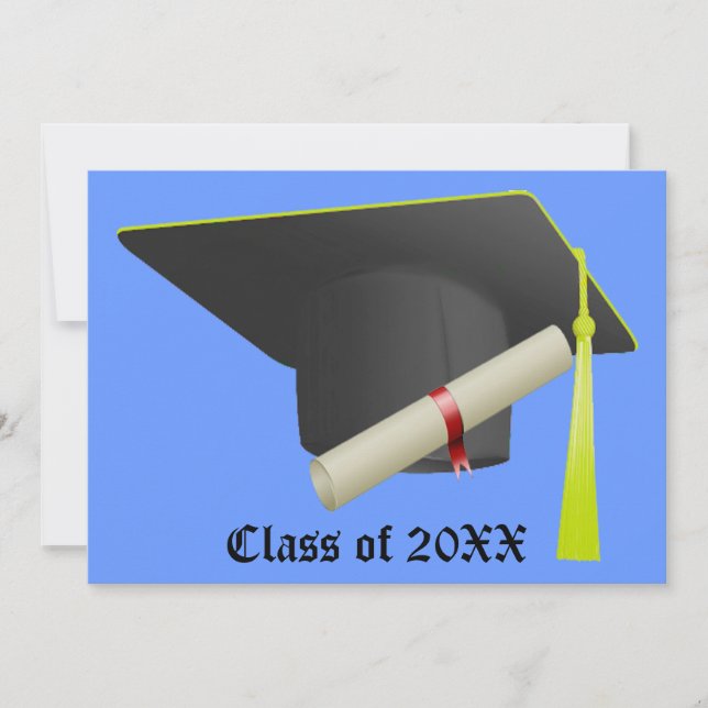 Black Cap High School College Graduation Invitation (Front)