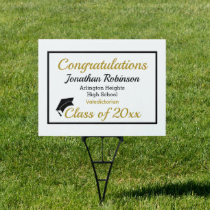 Black Cap Honors Graduation Yard Sign