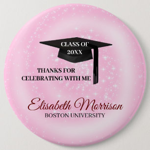 Black Cap on Pink Button