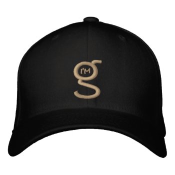 Black Cap W Carmel Cream Embroidered Logo by ImGEEE at Zazzle