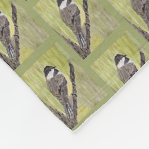 Black_capped Chickadee Bird _ acrylic painting    Fleece Blanket