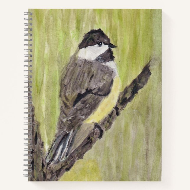 Black-capped Chickadee Bird - acrylic painting.  Notebook (Front)