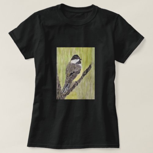 Black_capped Chickadee Bird _ acrylic painting T_ T_Shirt