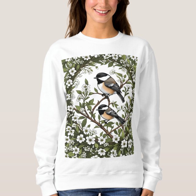 Black-capped Chickadee Bird And Massachusetts Mayf Sweatshirt (Front)