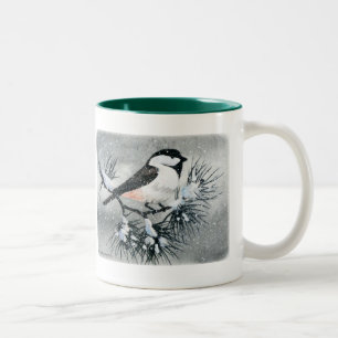 Black Capped Chickadee Bird Both Sides Two-Tone Coffee Mug