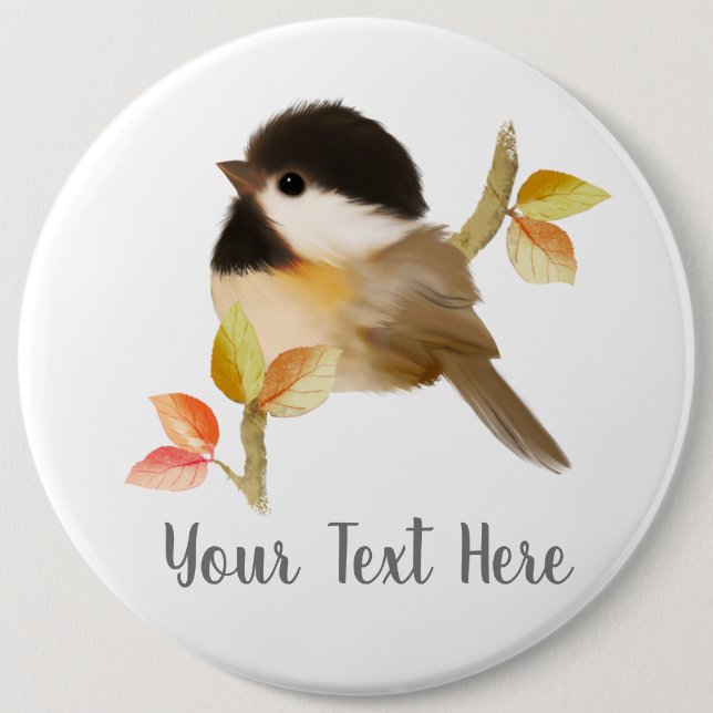 Black-Capped Chickadee Bird Button (Front)