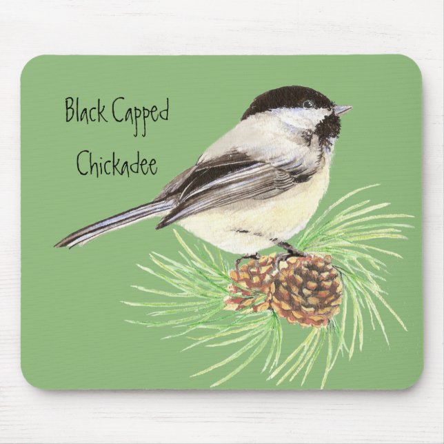 Black Capped Chickadee - Bird - Nature Mouse Pad (Front)