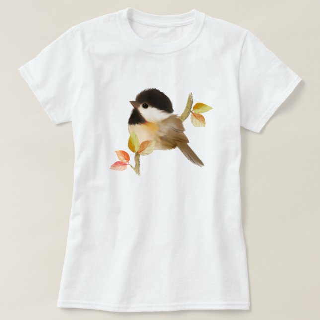 Black-Capped Chickadee Bird T-Shirt (Design Front)