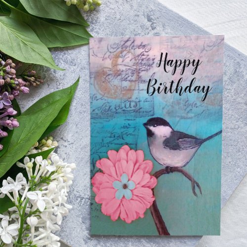 Black_Capped Chickadee Birthday Card