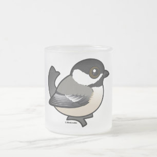 Black-capped Chickadee Frosted Glass Coffee Mug