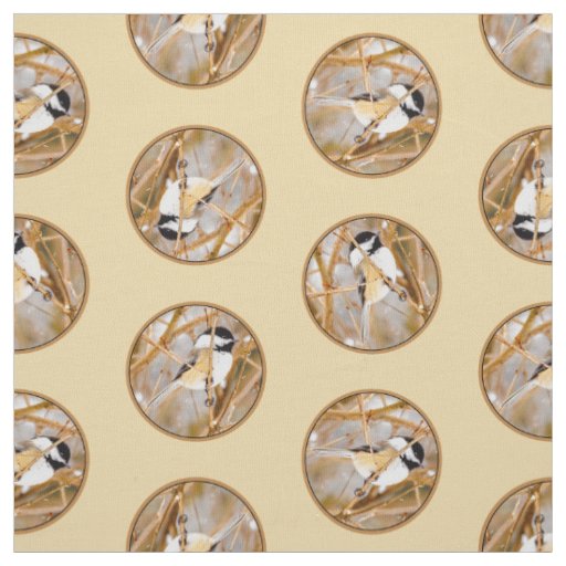 Black-Capped Chickadee in Winter Original Photo Fabric