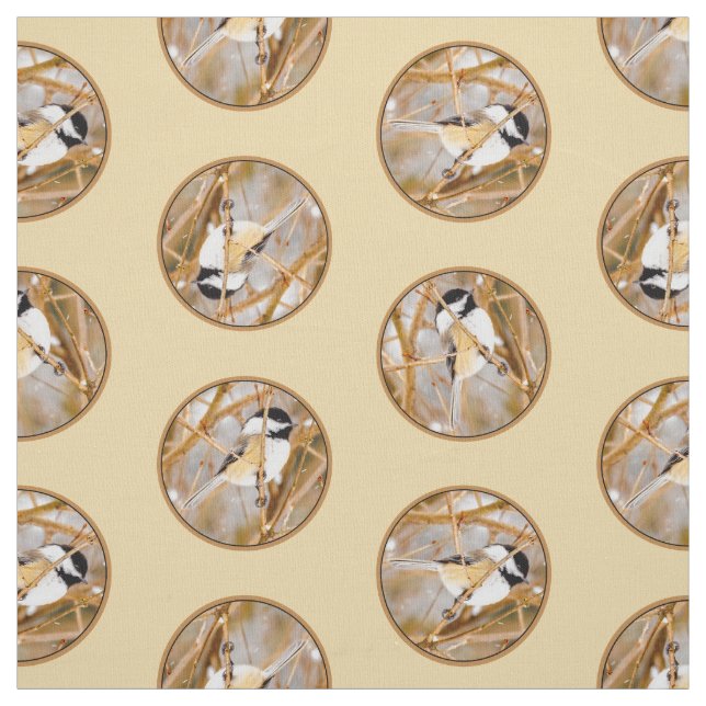 Black-Capped Chickadee in Winter Original Photo Fabric (Swatch)