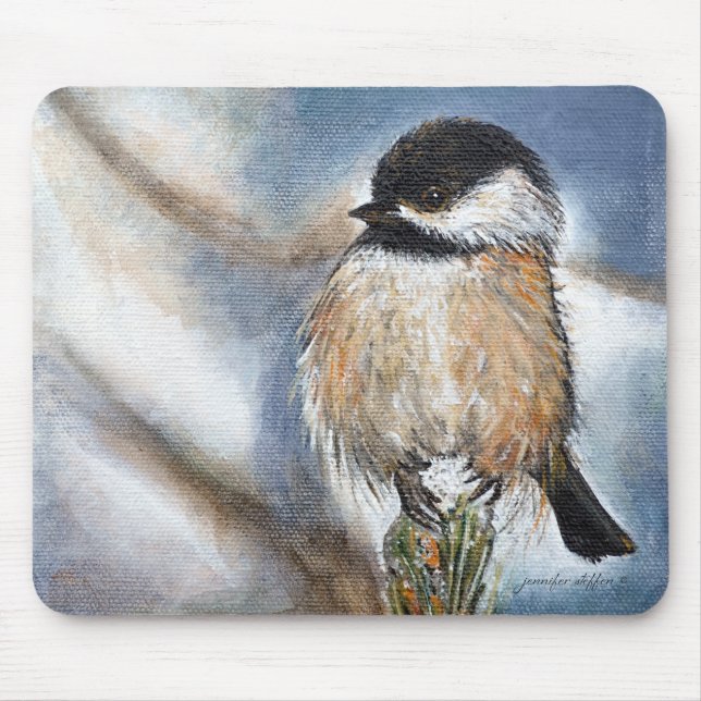 Black Capped Chickadee Mouse Pad (Front)