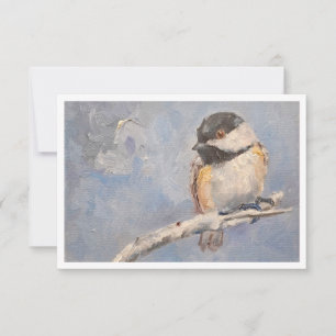 Black-capped chickadee Oil Painting Note Card