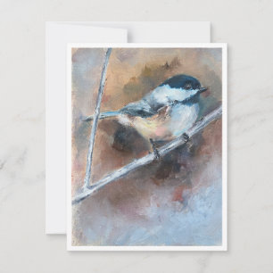 Black-capped chickadee Oil Painting Note Card